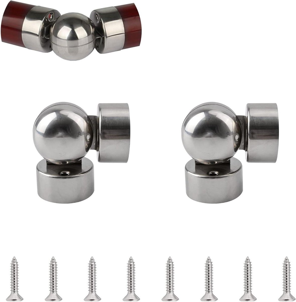 Leuning Connector - Trapleuning Hoekstuk - Trappen Monteren - Verstelbare Hoek - 45 mm Diameter - Zilver