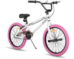 Joystar Brockway BMX-fiets - 20 inch - Handrem - Remmen - Achter V-brake - Pegs - Roze