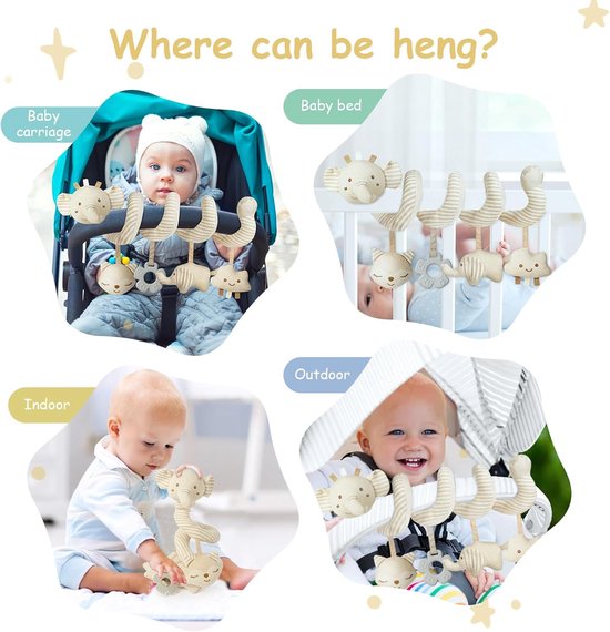 Baby Activiteitsspeelgoed - Wagenspiraal Pluche - Baby Vermaak - Zachte Pluche Stoffen - 20 cm - Beige — afbeelding 2