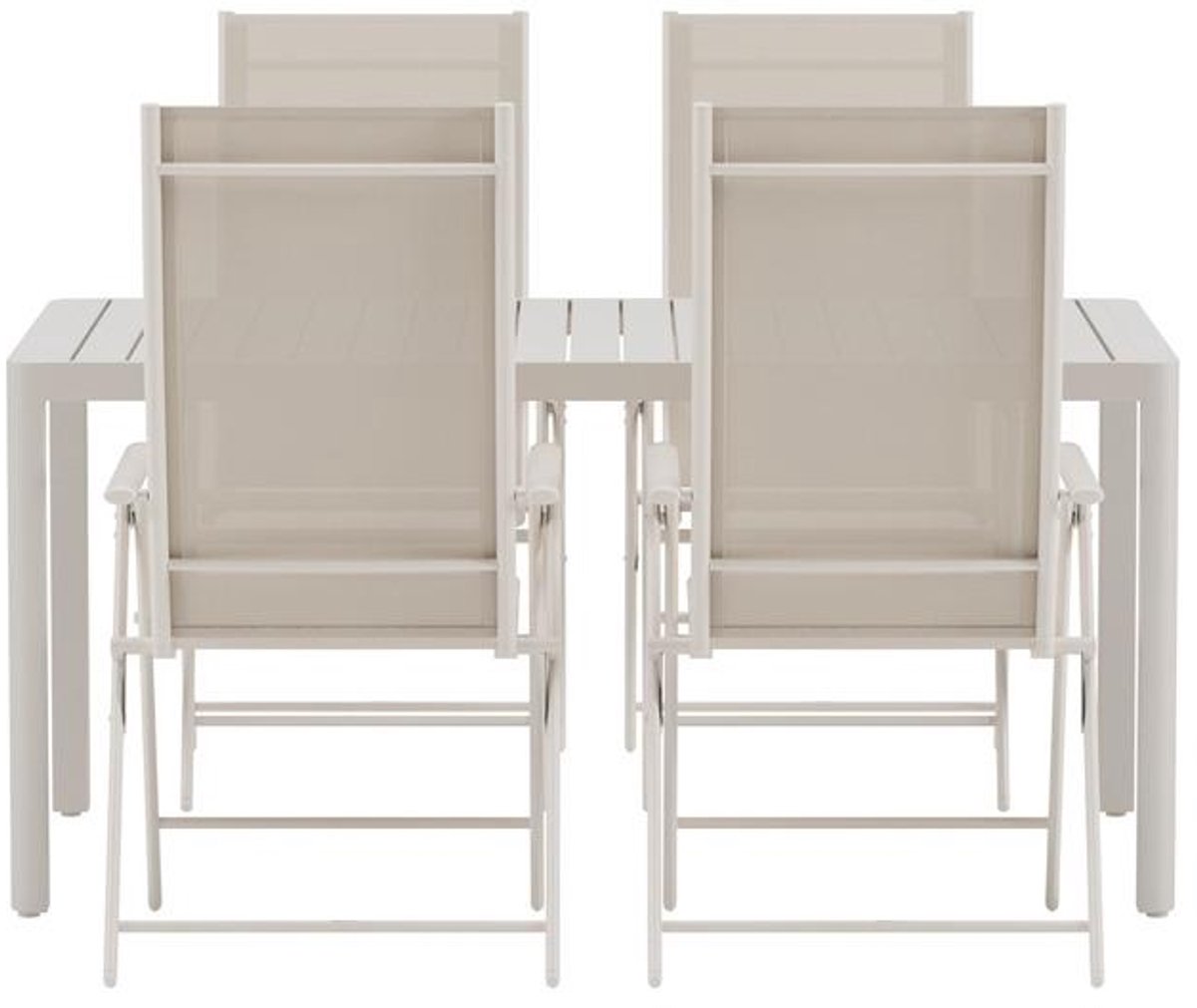 Svea - Valarie rechthoekige tuintafel - beige + 4x Crystal tuinstoelen - beige
