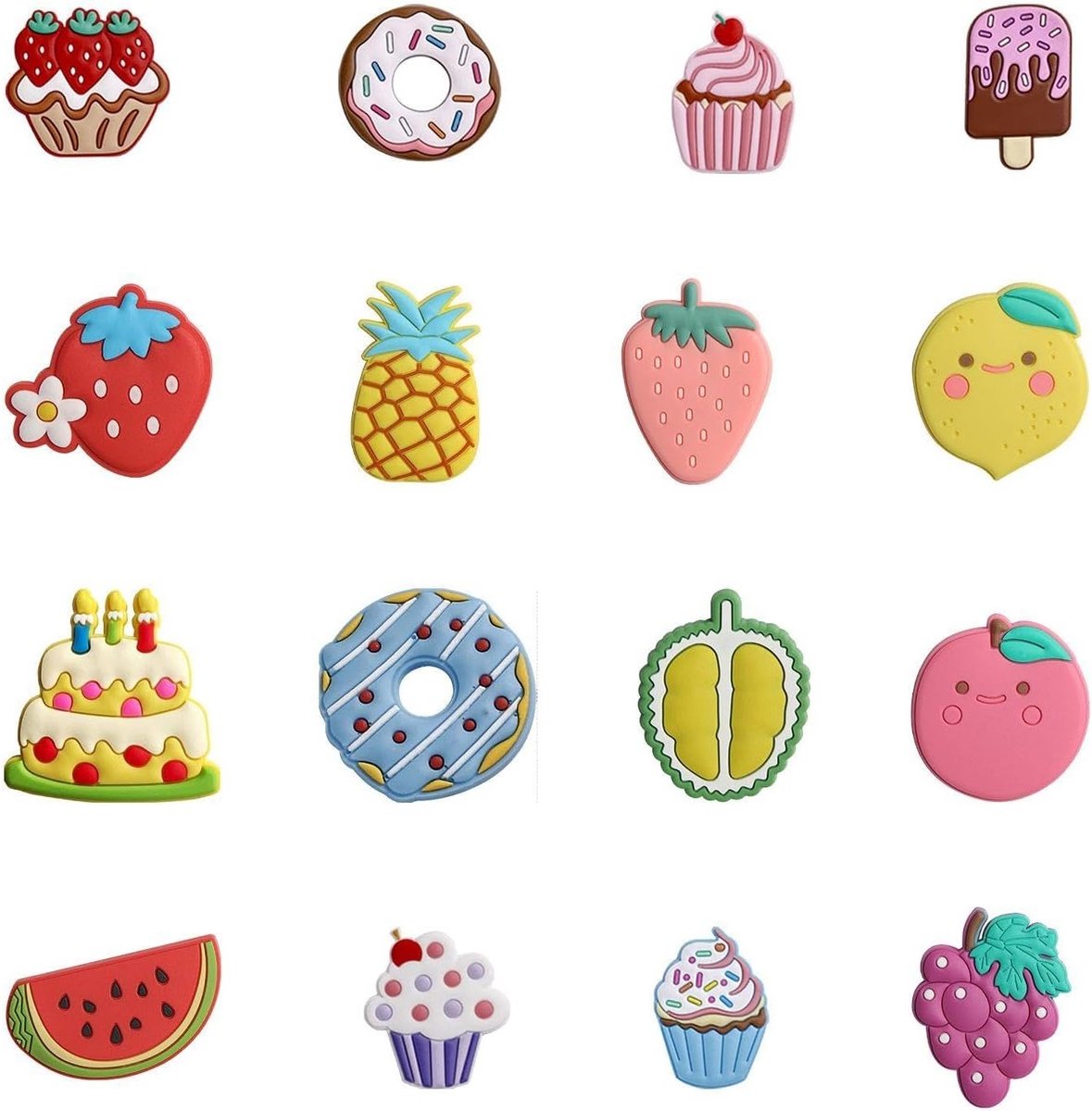 16 Fruitige Koelkastmagneten, Leuke Magneten voor Desserts en Cartoon Ontwerpen, Decoratieve Magneten voor in de Keuken