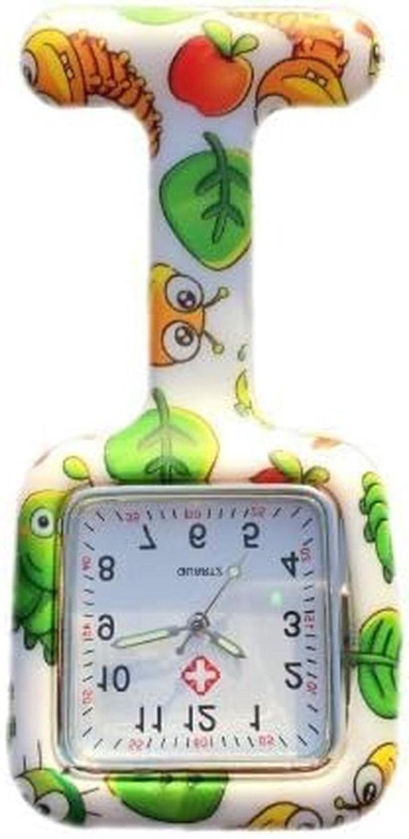 Zusterhorloge Silicone - Broche horloge - Hygiënisch Werken - Met Speldbevestiging - 3.5cm Diameter - Gekleurd