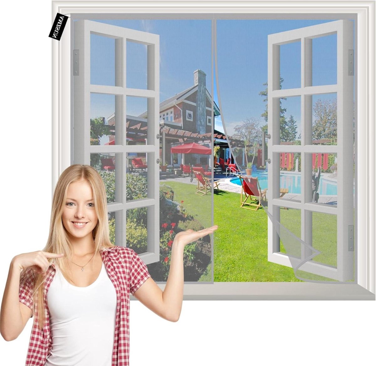 Vliegenhorren voor Ramen - Horren op Maat - Insecten Buiten Houden - Magnetische Sluiting - 140x175cm - Grijs