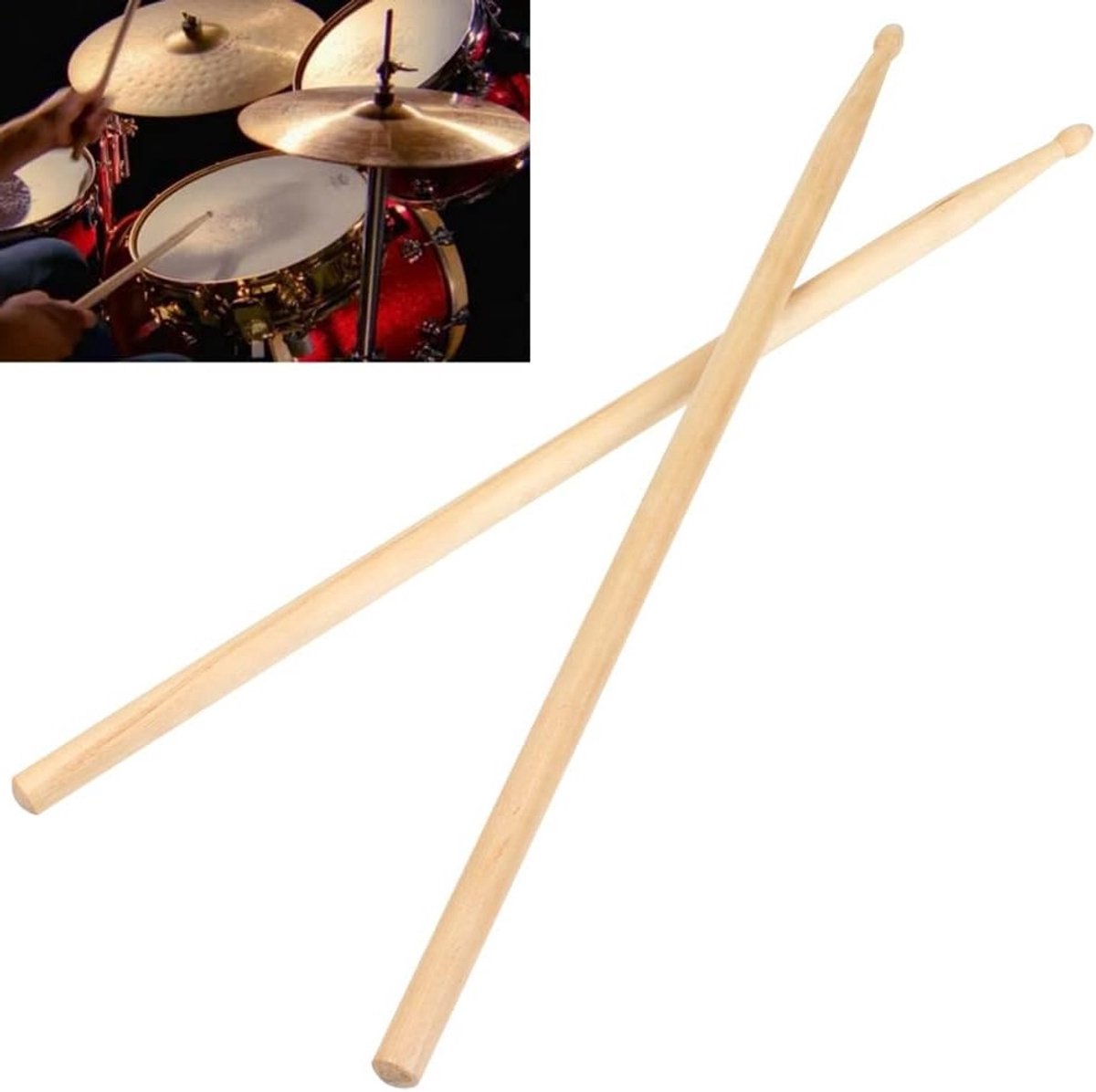 Maple Drumsticks 5A - Klassieke Houten Drumstokken voor Studenten en Volwassenen, Perfect voor Muzieklessen en Optredens
