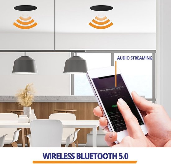 Plafondspeakers Set - Inbouw speakers - Muziek Streamen - Bluetooth 5.0 - 2 stuks - Zwart — afbeelding 2