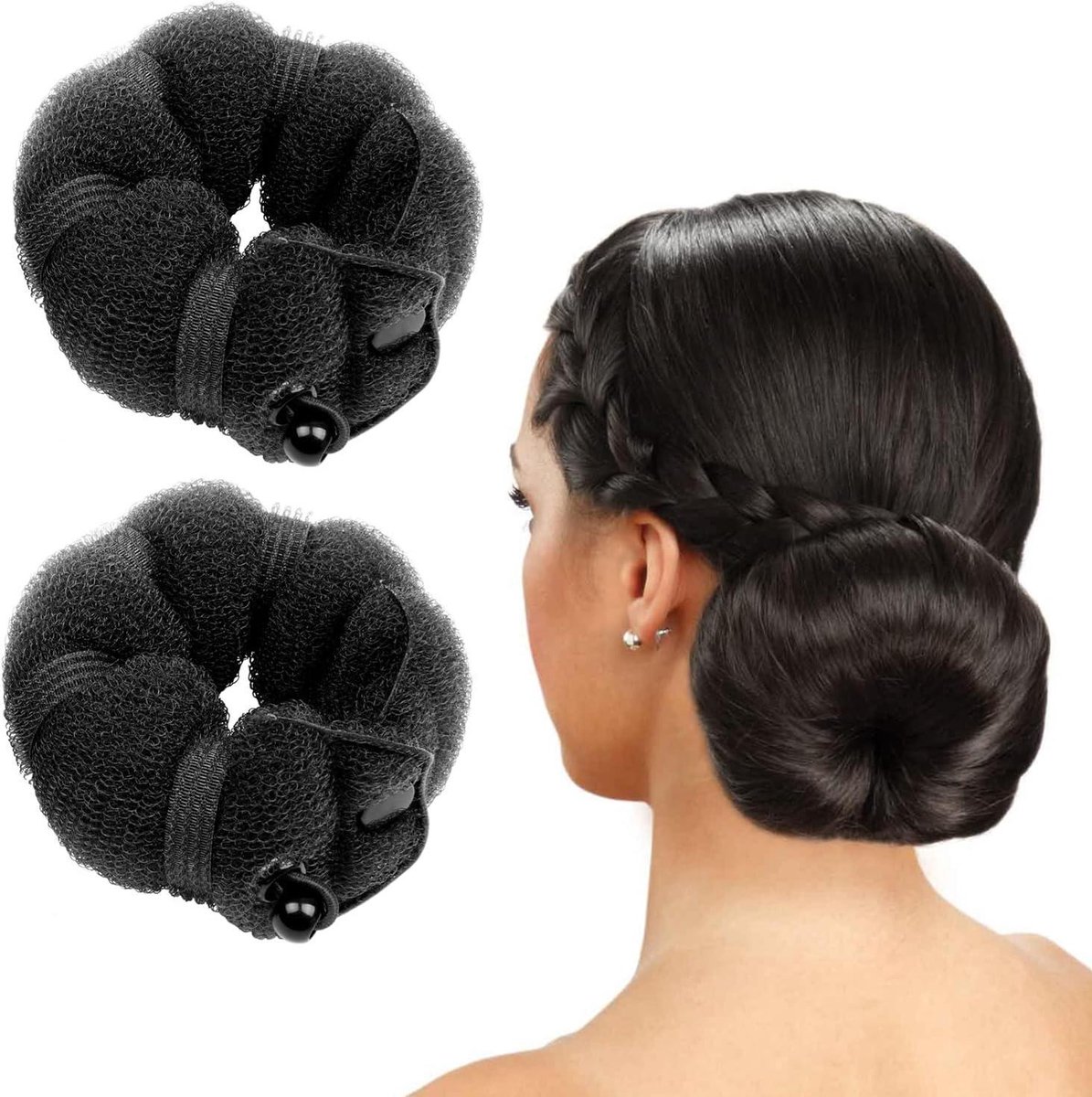 Haar Bun Maker - Knotmaker Set - Snel Haar Stijlen - Dubbele Maat Set - 2 Kleine Stuks - Zwart