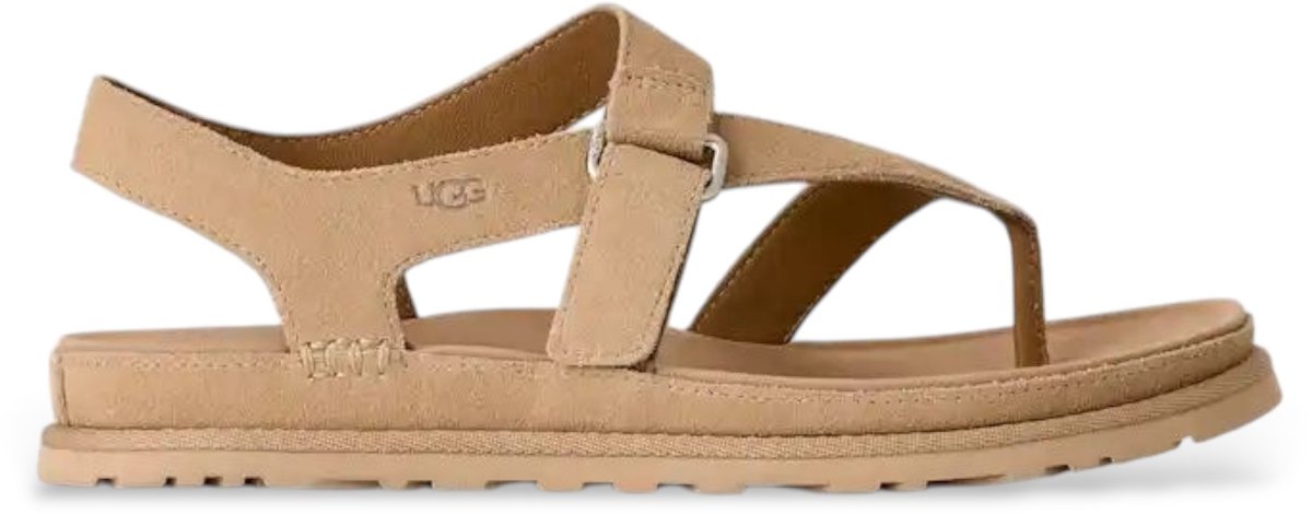 UGG GoldenGaze teen post leren sandalen Creme