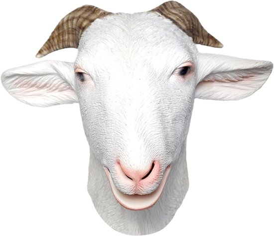 Geitenmasker - Dierenmasker Kostuum - Feestkostuum - Realistisch Gewei - 30 cm - Wit