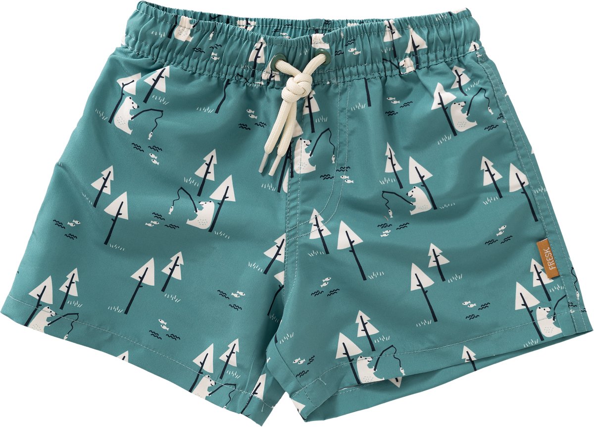 Fresk UV Zwembroek voor Jongens 122 - Sneldrogende Zwemkleding - UV-bescherming UPF 50 - Zwemshort Kinderen - Groen - Bear