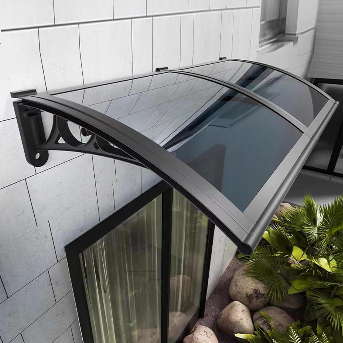 Deurluifel - Voordeur afdak - Bescherming tegen weer - Duurzaam polycarbonaat - 60x130cm - Donkergrijs