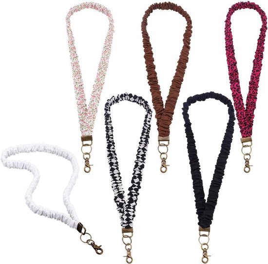 6-Pack Badgehouders met Trekkoord en 48 cm Lanyard, ID Kaarthouders met Clip voor Werk en Vrije Tijd voor Mannen en Vrouwen
