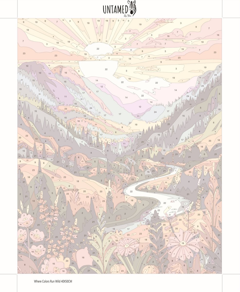 Paint by numbers Volwassenen – schilderen op nummer – Creatieve hobby – Ontspanning thuis – Cadeau idee – Compleet pakket – DIY decoratie – Landschap – Kleurrijk – Where Colors Run Wild — afbeelding 6