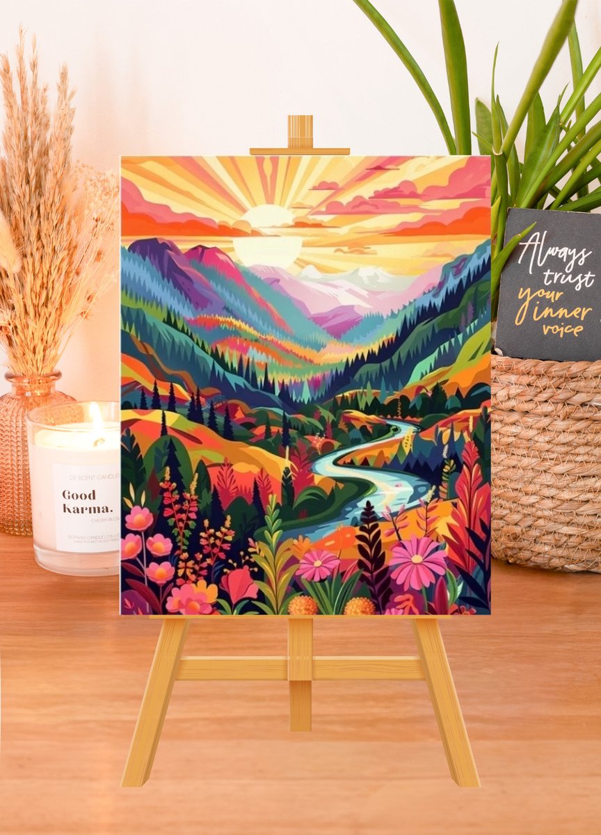 Paint by numbers Volwassenen – schilderen op nummer – Creatieve hobby – Ontspanning thuis – Cadeau idee – Compleet pakket – DIY decoratie – Landschap – Kleurrijk – Where Colors Run Wild — afbeelding 2
