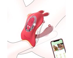 Daity Vibrator met afstandsbediening via app voor stellen, seksspeeltjes voor volwassenen, vibrator voor in de slip met konijnenstimulator voor G-spot, clitoris en penis, seksspeeltje voor vrouwen