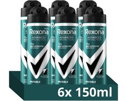 Rexona Men Advanced Protection Anti-Transpirant Spray - Invisible - met Heat Activated Freshness Technologie - 6 x 150 ml
