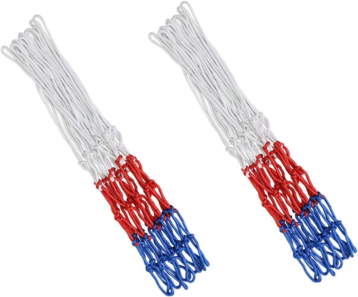 Vervangingsnet voor basketbal - 2 stuks polyester netten in 3 kleuren voor binnen en buiten, geschikt voor standaard basketbalringen (12 lussen)