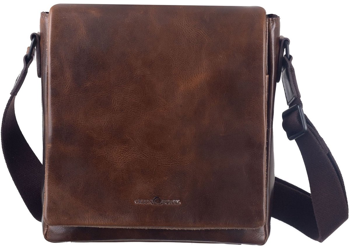 GREENBURRY Leren schoudertas Newport Crossover Bag Coffee donkerbruin