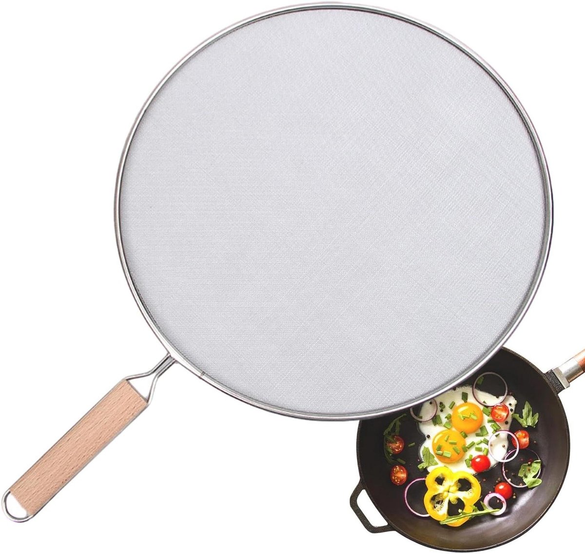 Vetspatscherm - Olie spatdeksel - Schoon koken - Fijnmazig ontwerp - 33 cm diameter