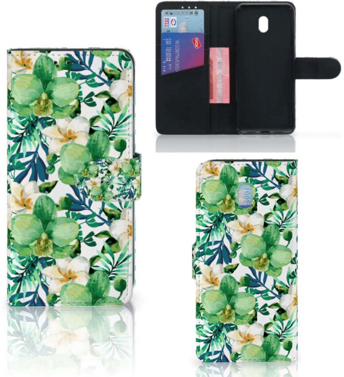 Boekhoesje voor Xiaomi Redmi 8A Hoesje Orchidee Groen