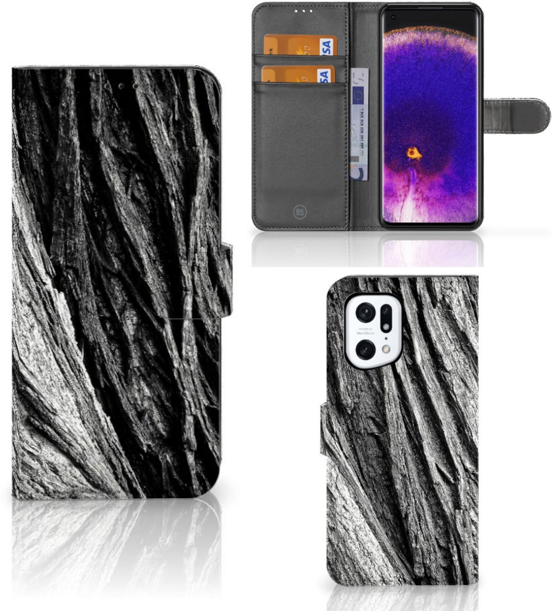 Book Style Case OPPO Find X5 Pro Boomschors Grijs