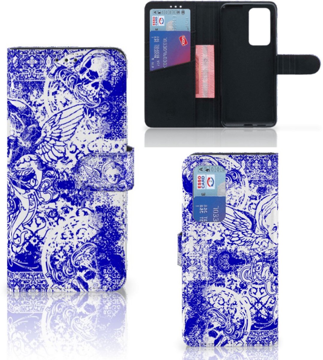 Telefoonhoesje met Naam Huawei P40 Pro Angel Skull Blauw