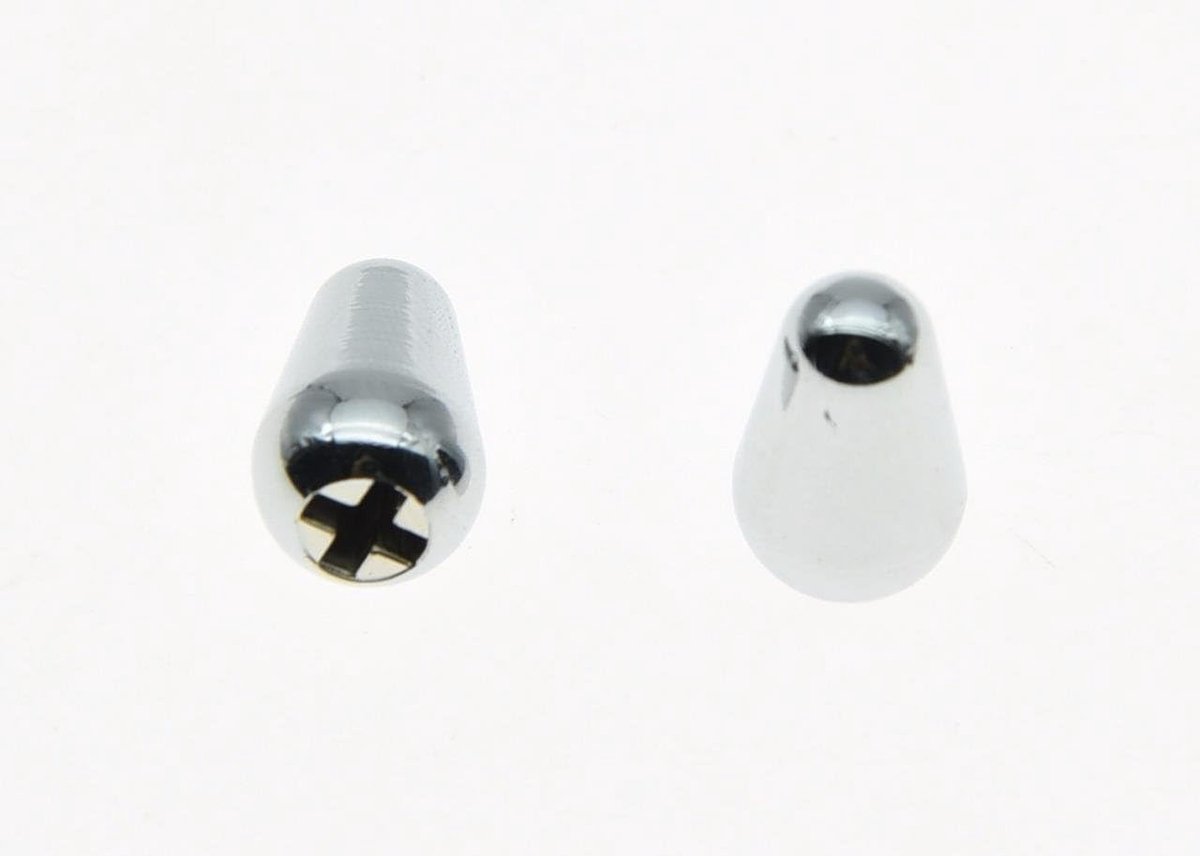 2 Stuks 5-Weg Pickup Schakelaar Tip voor Gitaar - Switch Cap en Knop voor Stratocaster en Telecaster, Chroom Afwerking