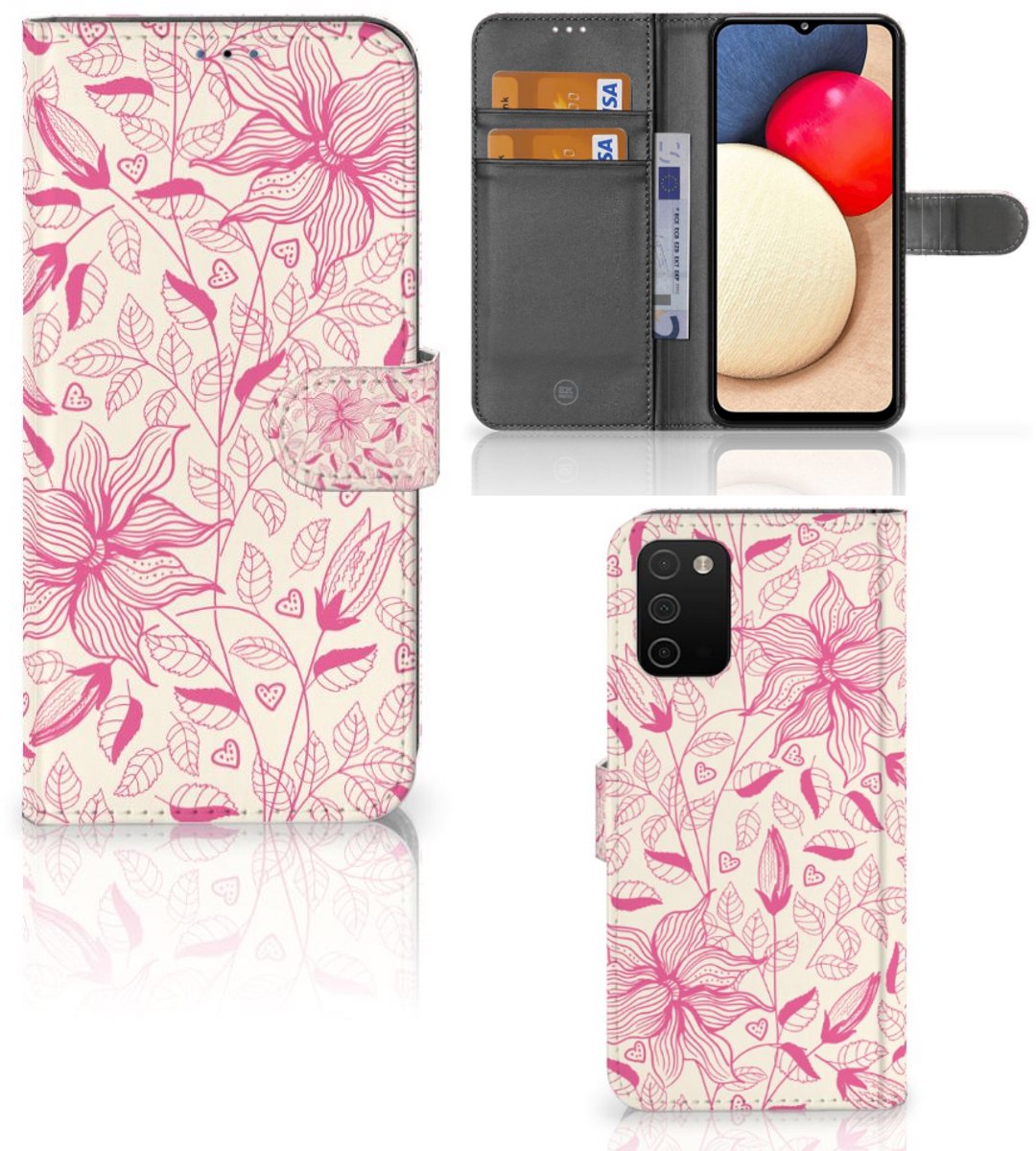 Samsung Galaxy A03s Hoesje Pink Flowers