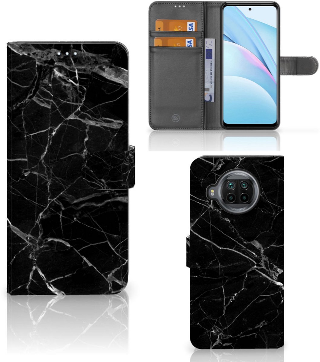 Xiaomi Mi 10T Lite Bookcase Marmer Zwart - Origineel Cadeau Vader
