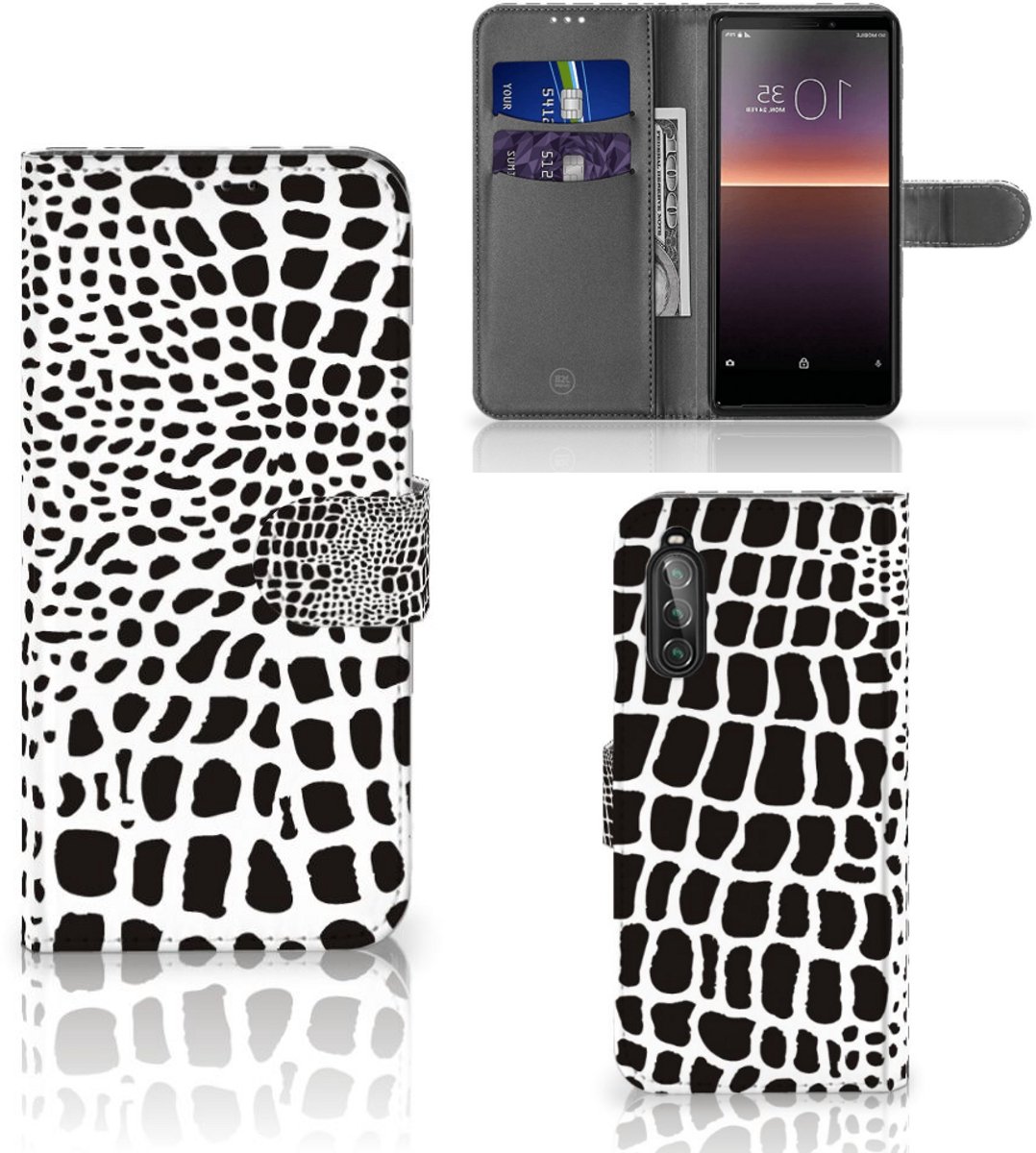 Sony Xperia 10 II Telefoonhoesje met Pasjes Slangenprint