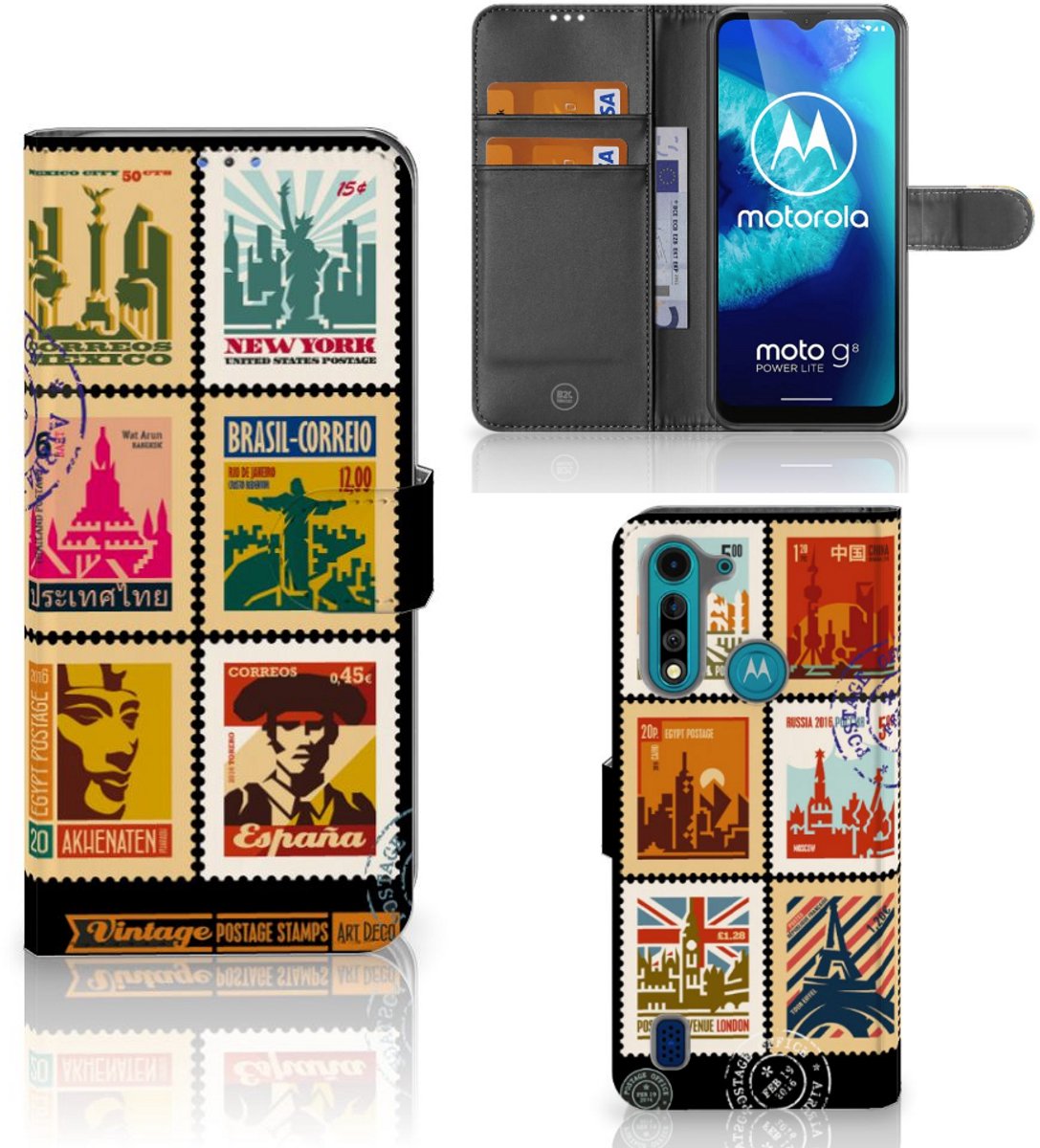 Motorola G8 Power Lite Flip Cover Postzegels