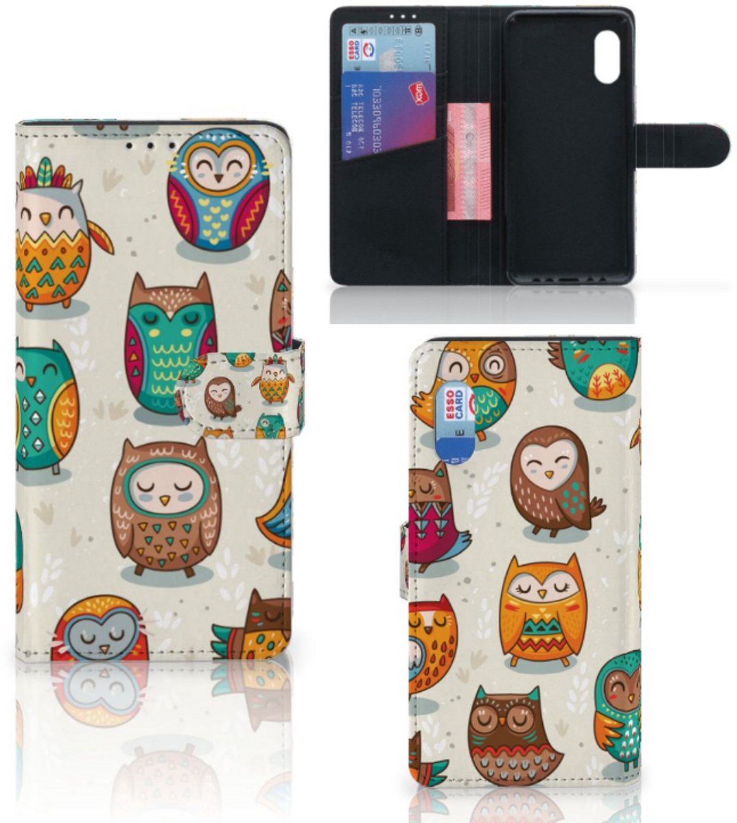 Samsung Xcover Pro Telefoonhoesje met Pasjes Vrolijke Uilen