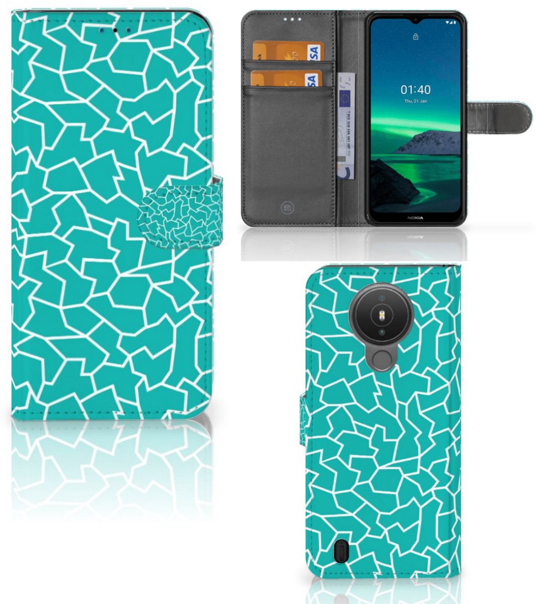 Nokia 1.4 Hoesje Cracks Blue
