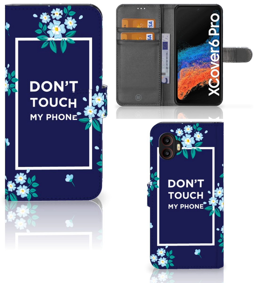 Samsung Galaxy Xcover 6 Pro Portemonnee Hoesje Flowers Blue DTMP