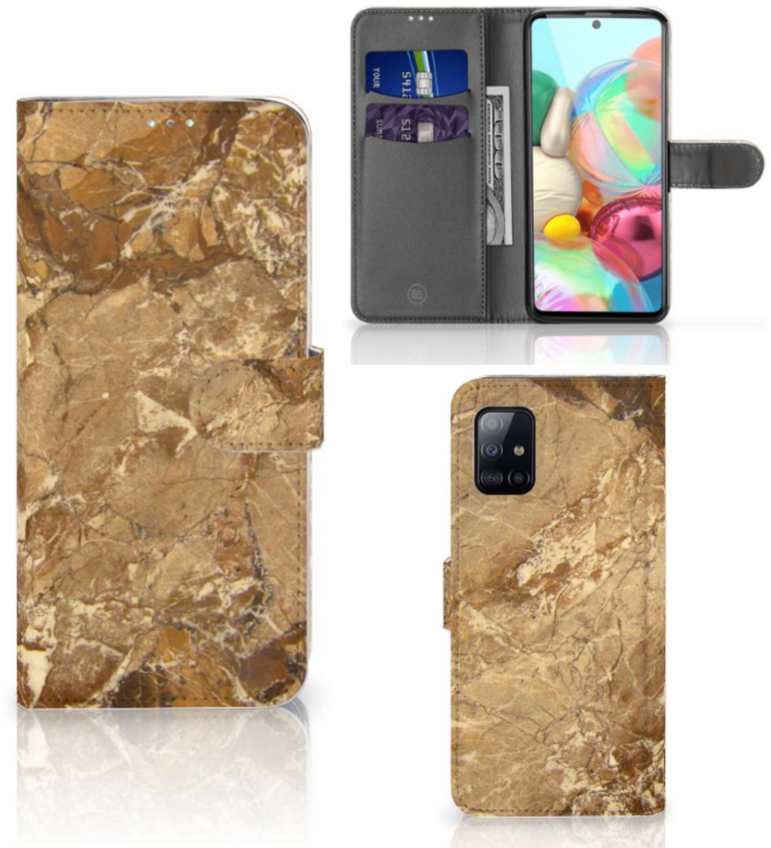 Samsung Galaxy A71 Bookcase Marmer Creme