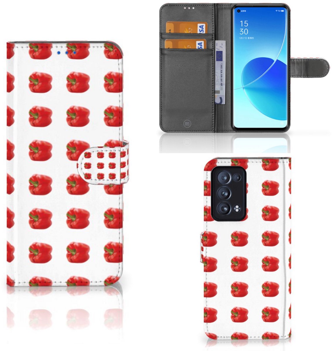 OPPO Reno 6 Pro Plus 5G Book Cover Paprika Red