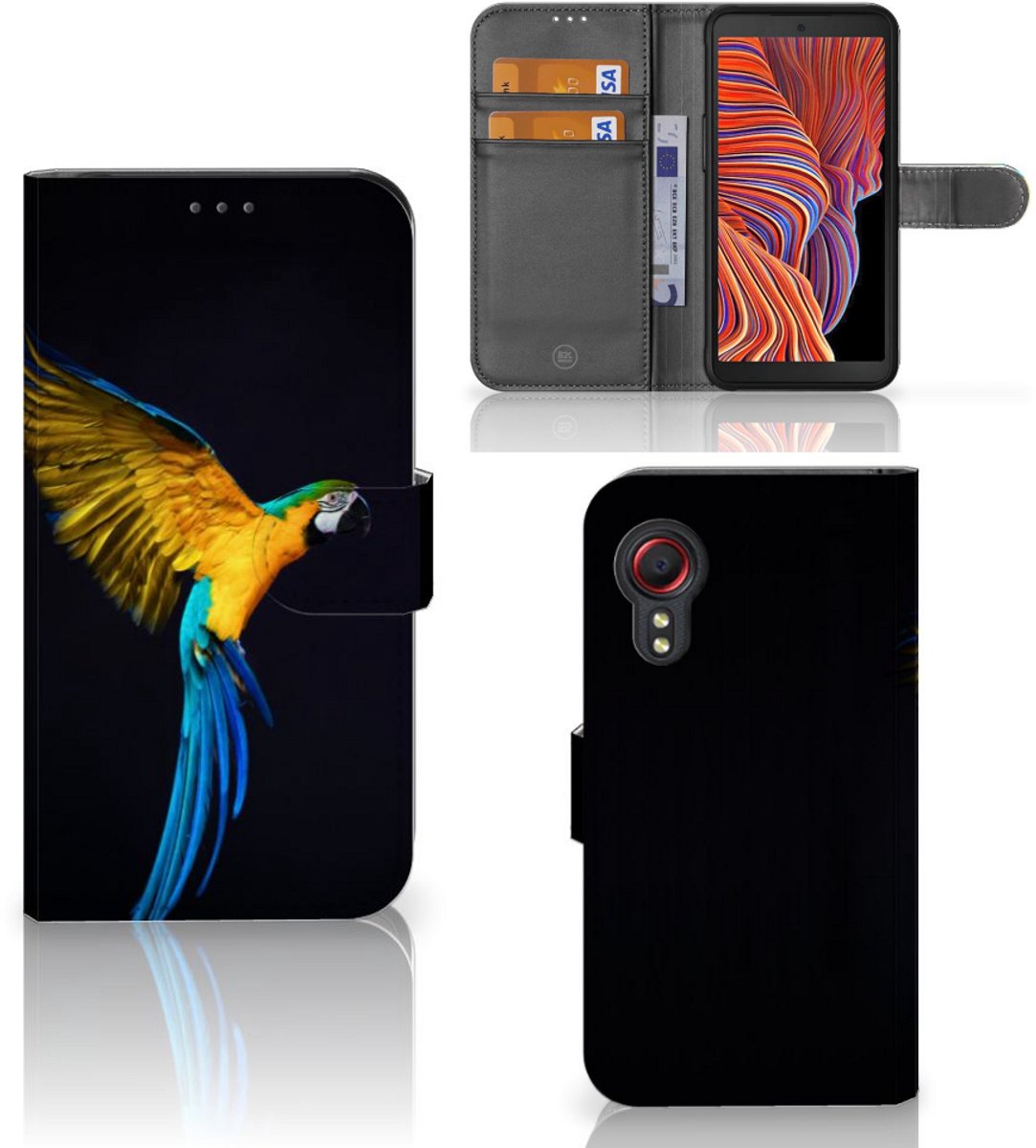 Samsung Galaxy Xcover 5 Telefoonhoesje met Pasjes Papegaai