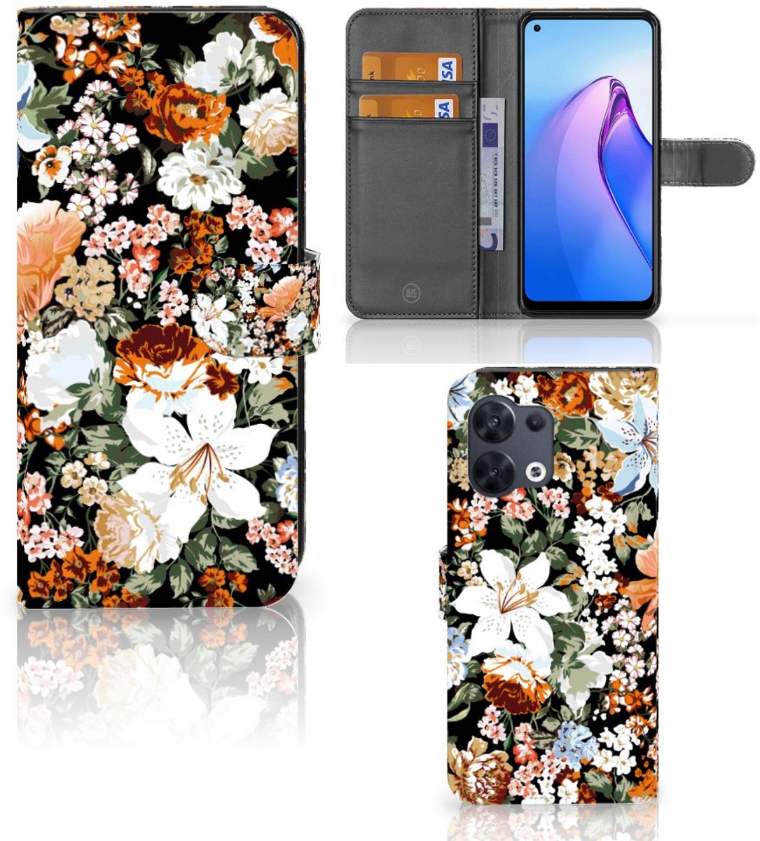 Hoesje voor OPPO Reno8 Dark Flowers