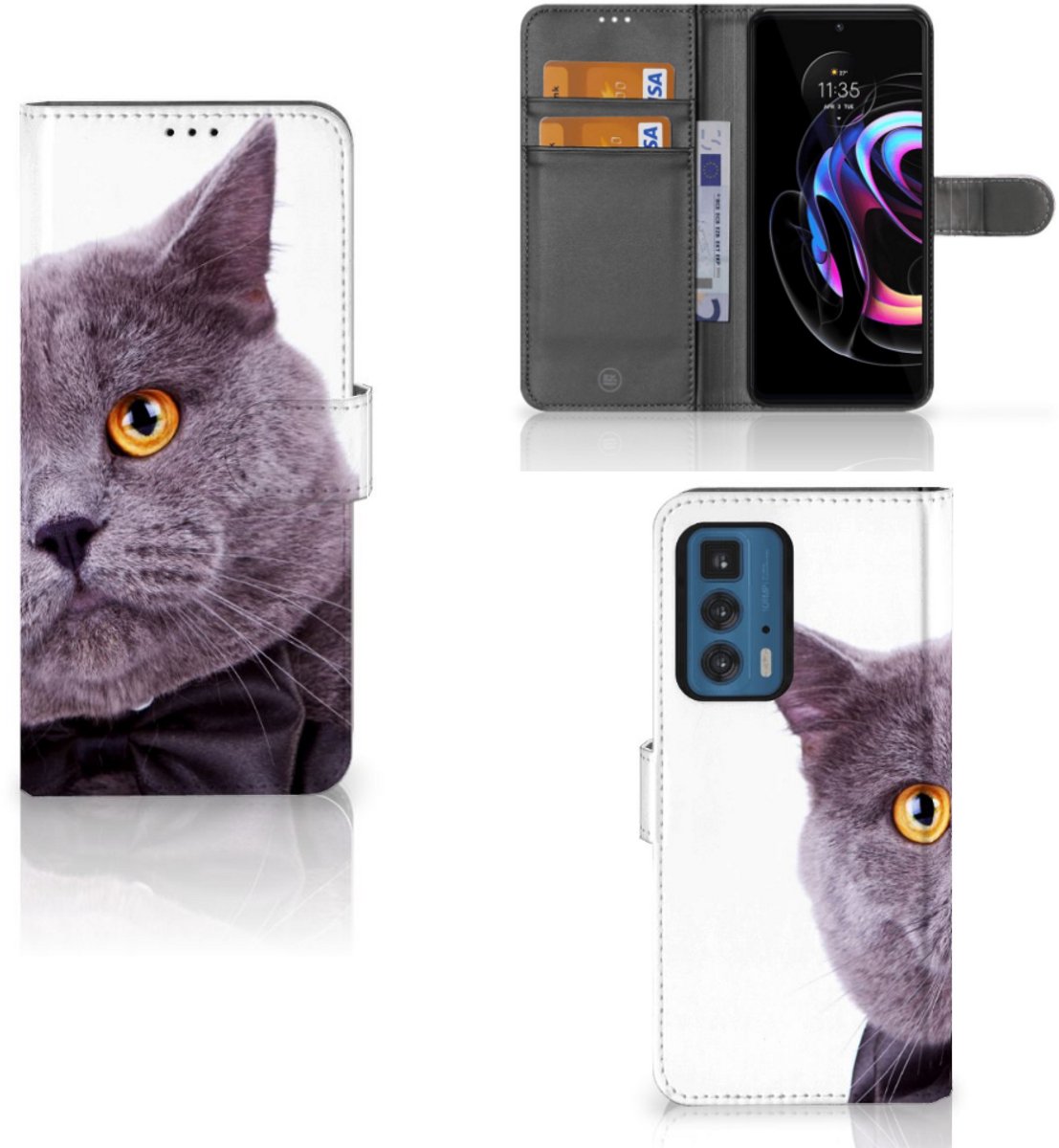 Motorola Edge 20 Pro Telefoonhoesje met Pasjes Kat