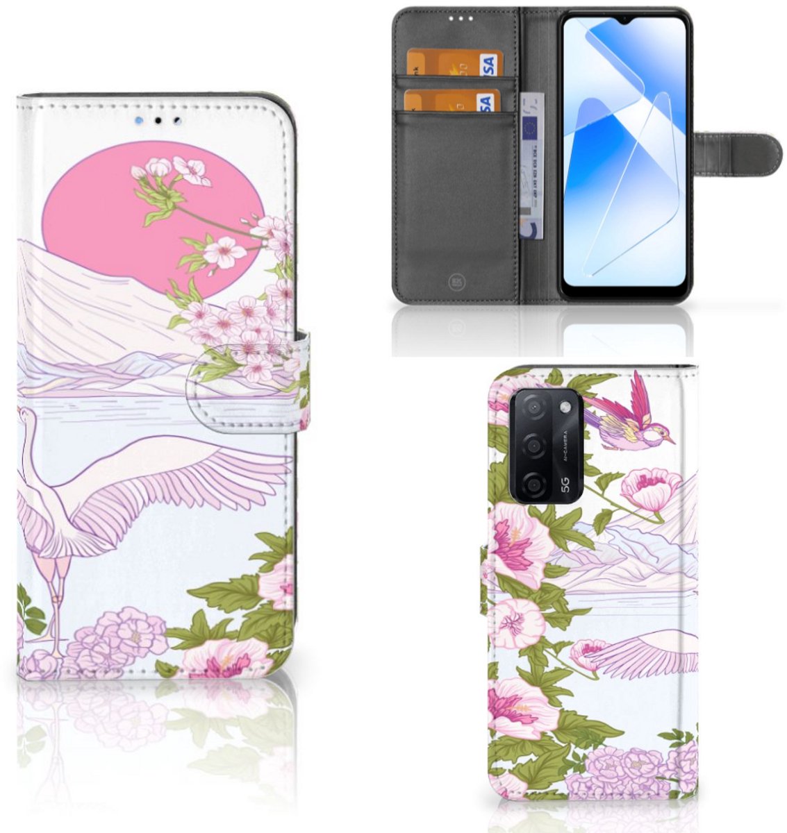 OPPO A16/A16s/A54s Telefoonhoesje met Pasjes Bird Standing