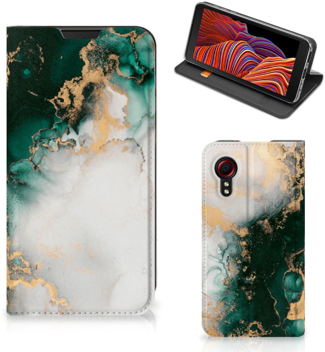 Standcase voor Samsung Galaxy Xcover 5 Marmer Groen