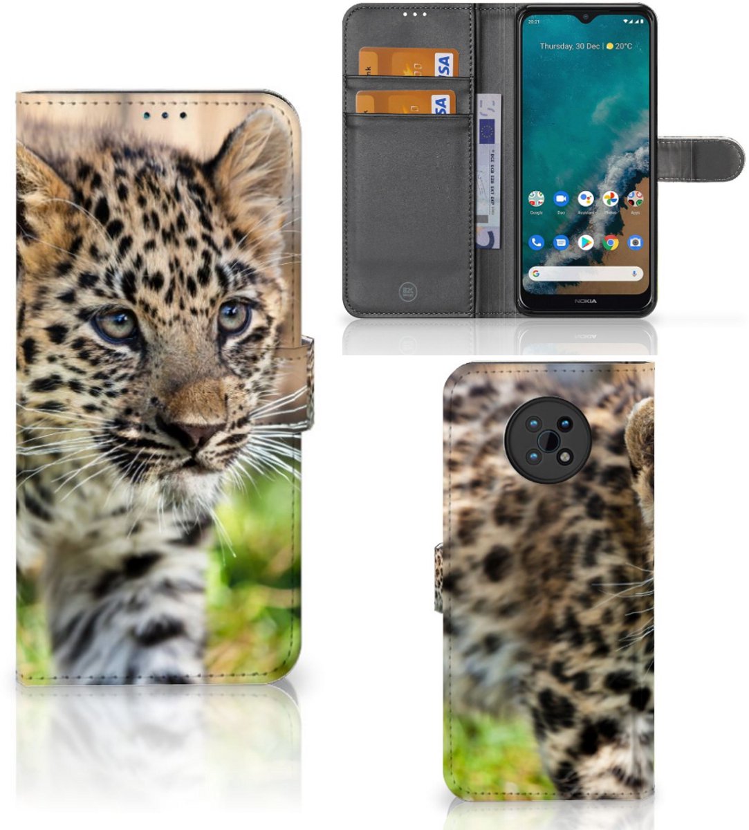 Nokia G50 Telefoonhoesje met Pasjes Baby Luipaard