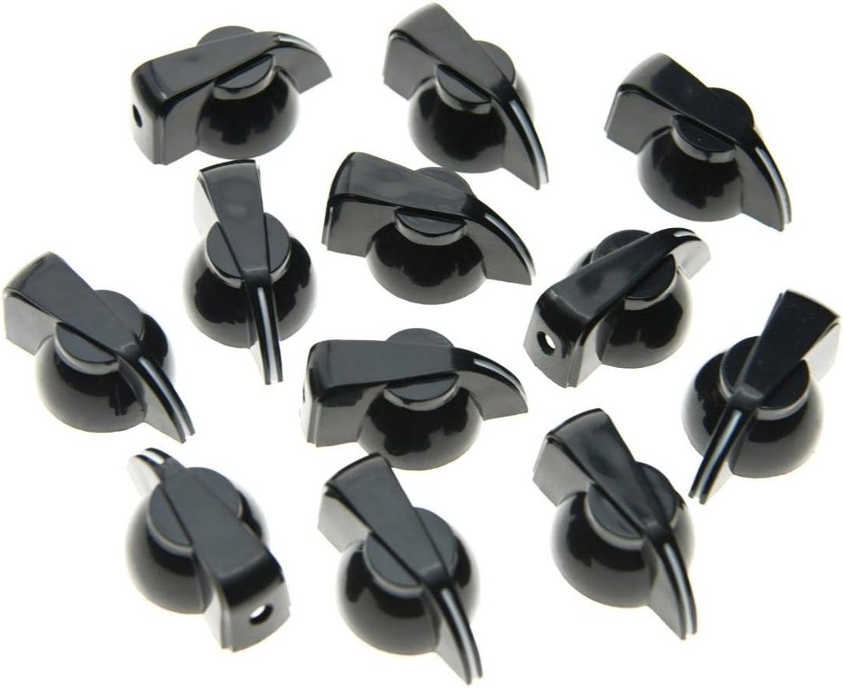 Set van 12 Zwarte Flat Top Guitar Chicken Head Knoppen voor Effectpedalen en Amps