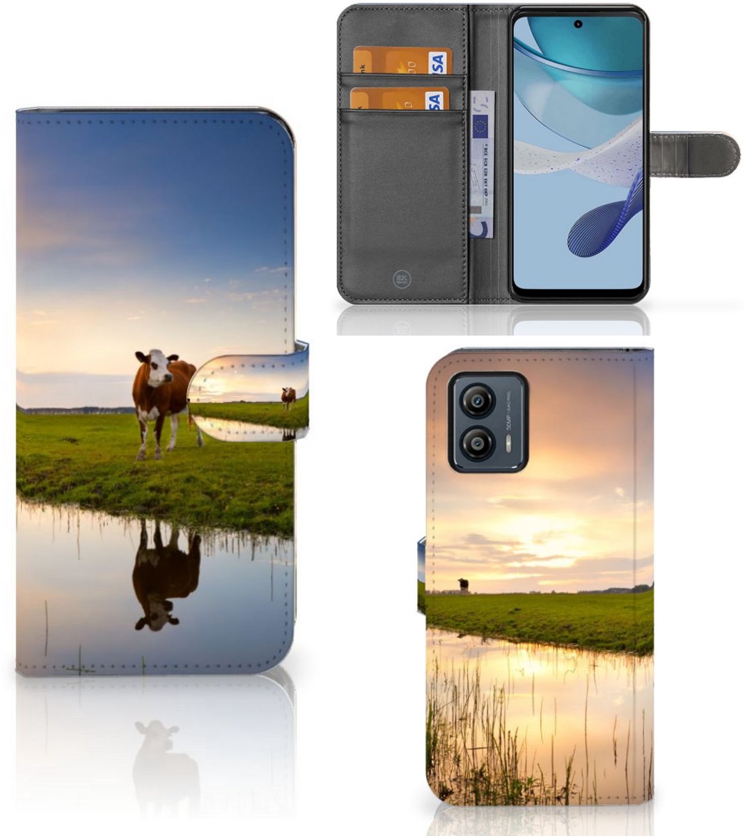 Motorola Moto G53 Telefoonhoesje met Pasjes Koe