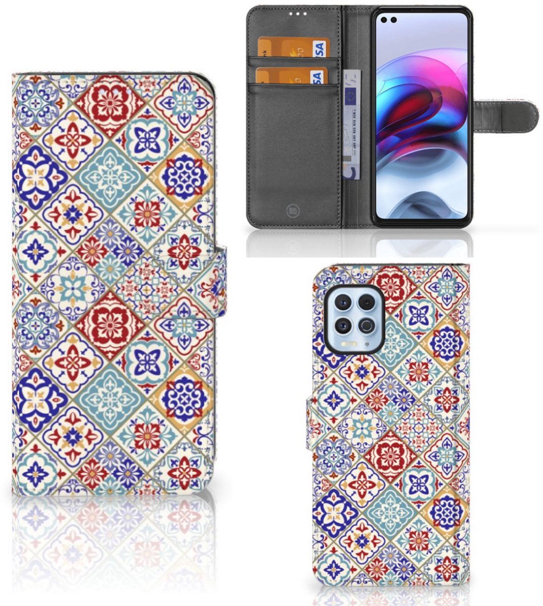 Motorola Moto G100 Bookcase Tiles Color