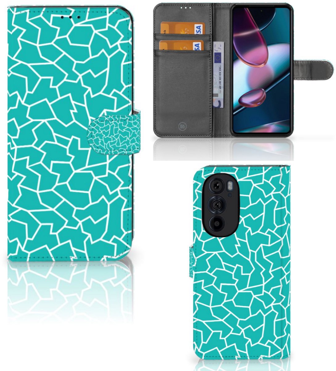 Motorola Edge 30 Pro Hoesje Cracks Blue