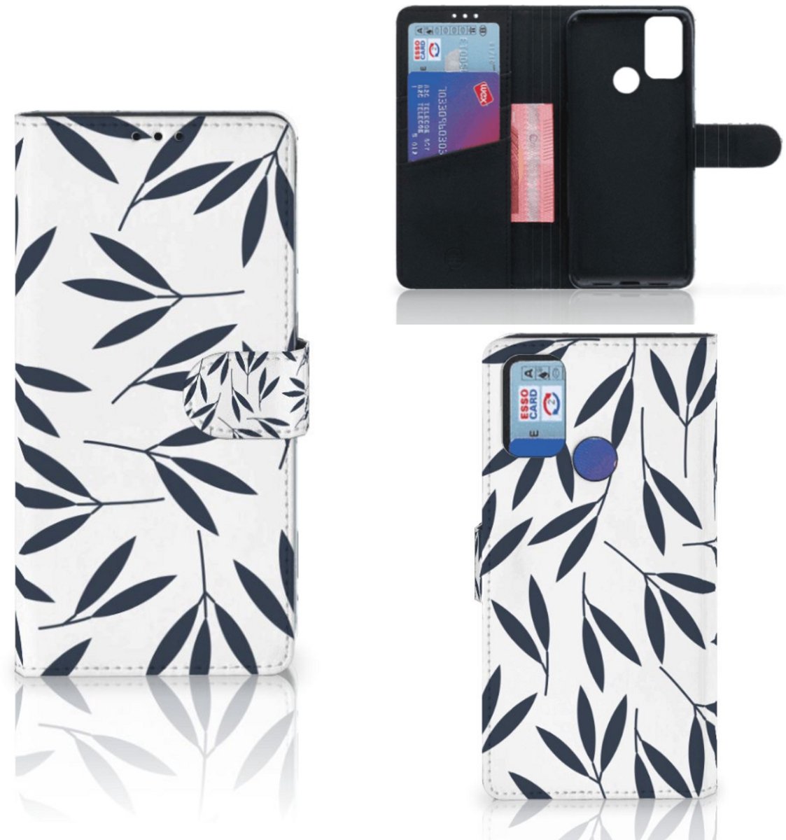 Alcatel 1S (2021) Hoesje Leaves Blue