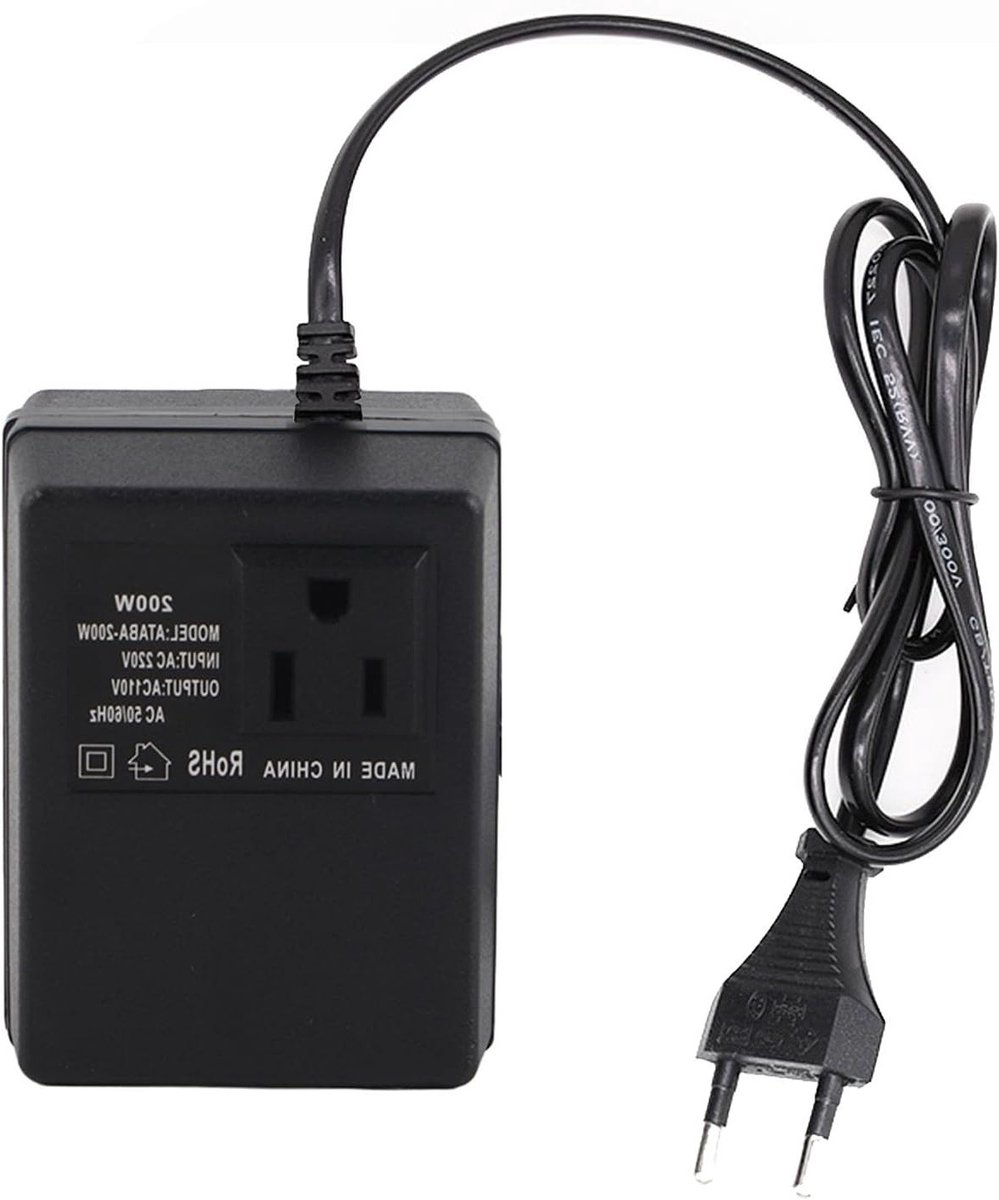 220V naar 110V Spanningsomvormer, 200W AC Voedingsadapter voor Kleine Elektronica en Reisgebruik