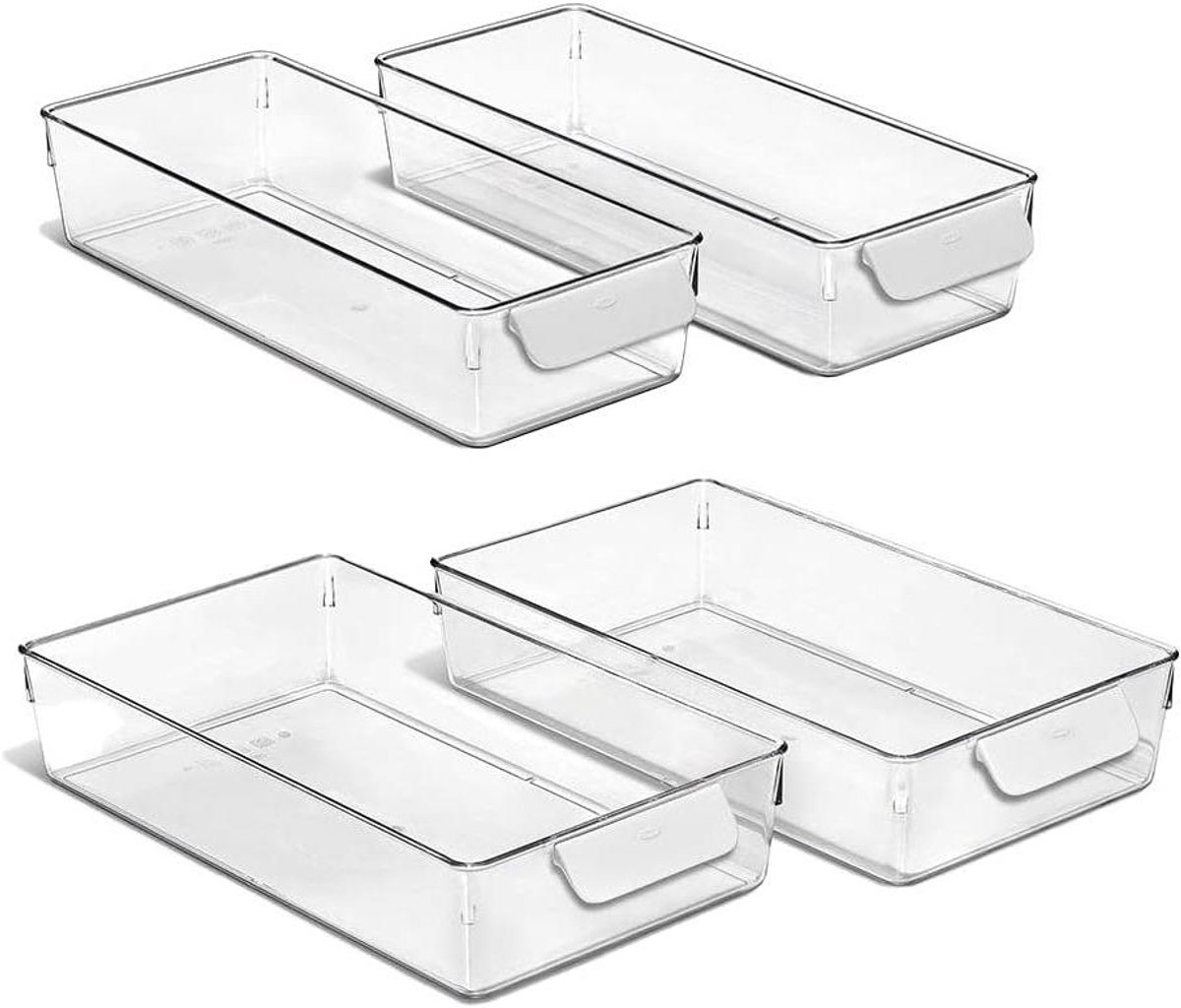 Koelkast Opbergdozen - Voedsel Bewaarbakjes - Koelkast Organiseren - Modulair Systeem - 4 Stuks - Transparant