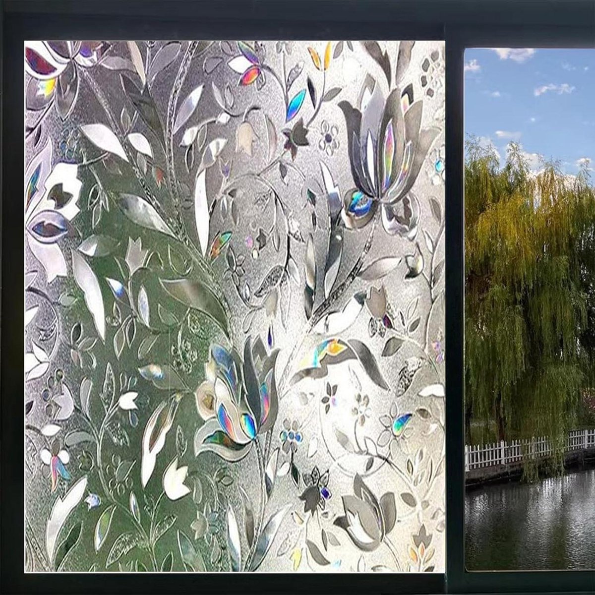 Matte Raamfolie - Privacyfolie Glasfolie - Privacy Creëren - Lijmvrij Statisch - 40 x 200 cm - Tulp