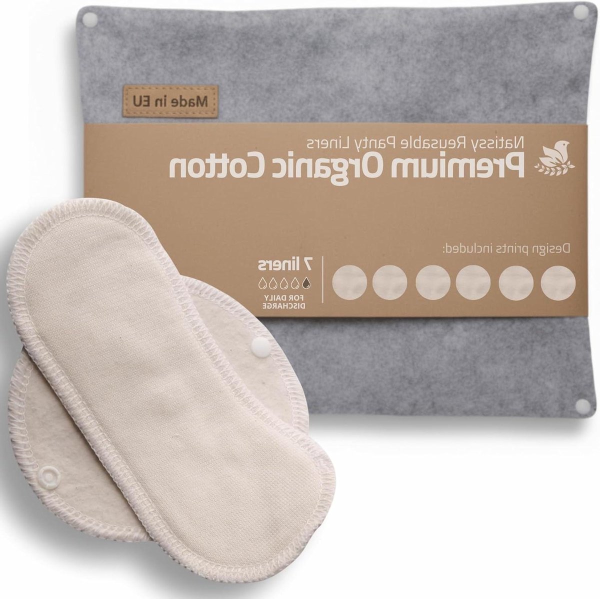 Wasbare Inlegkruisjes - Herbruikbare Pads - Dagelijkse Hygiëne - Gecertificeerd Biologisch Katoen - 7 stuks - Meerkleurig